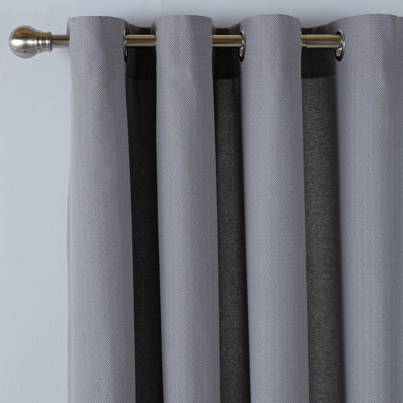 Buy Habitat Herringbone Fully Lined Eyelet Curtains - Grey | Curtains ...