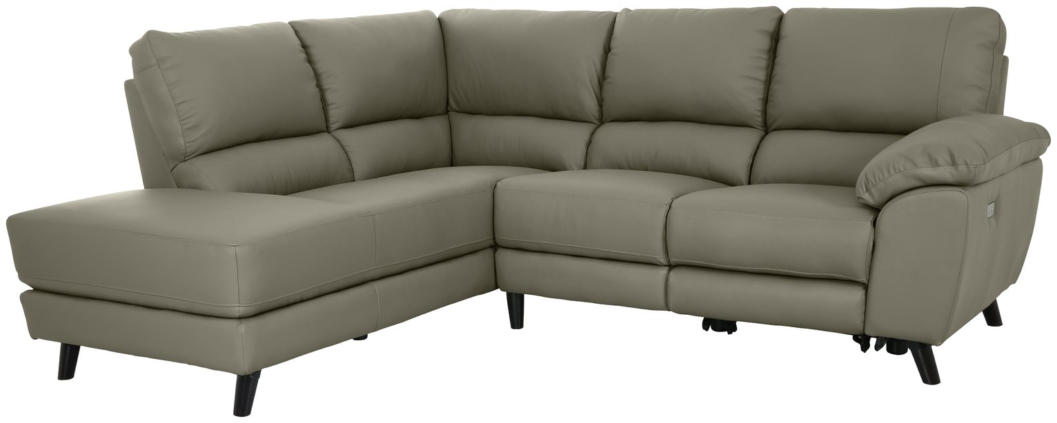 Argos Home Elliot Left Corner Leather Mix Recline Sofa -Grey