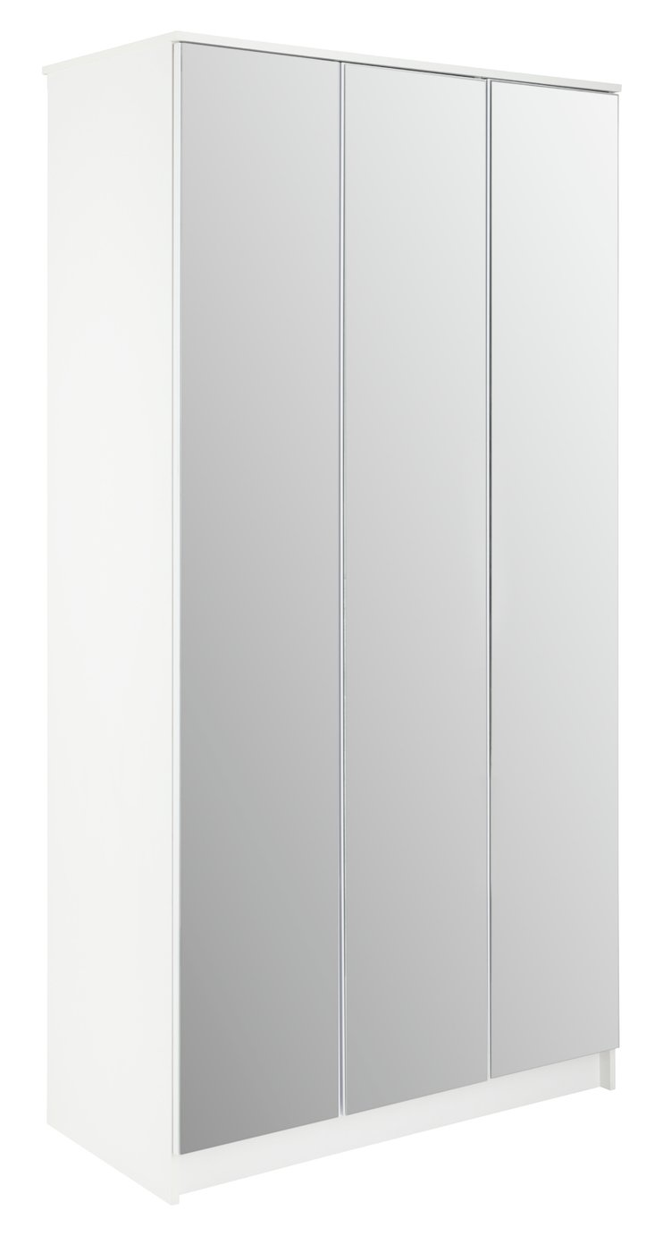 Argos Home Cheval 3 Door Mirrored Wardrobe - White