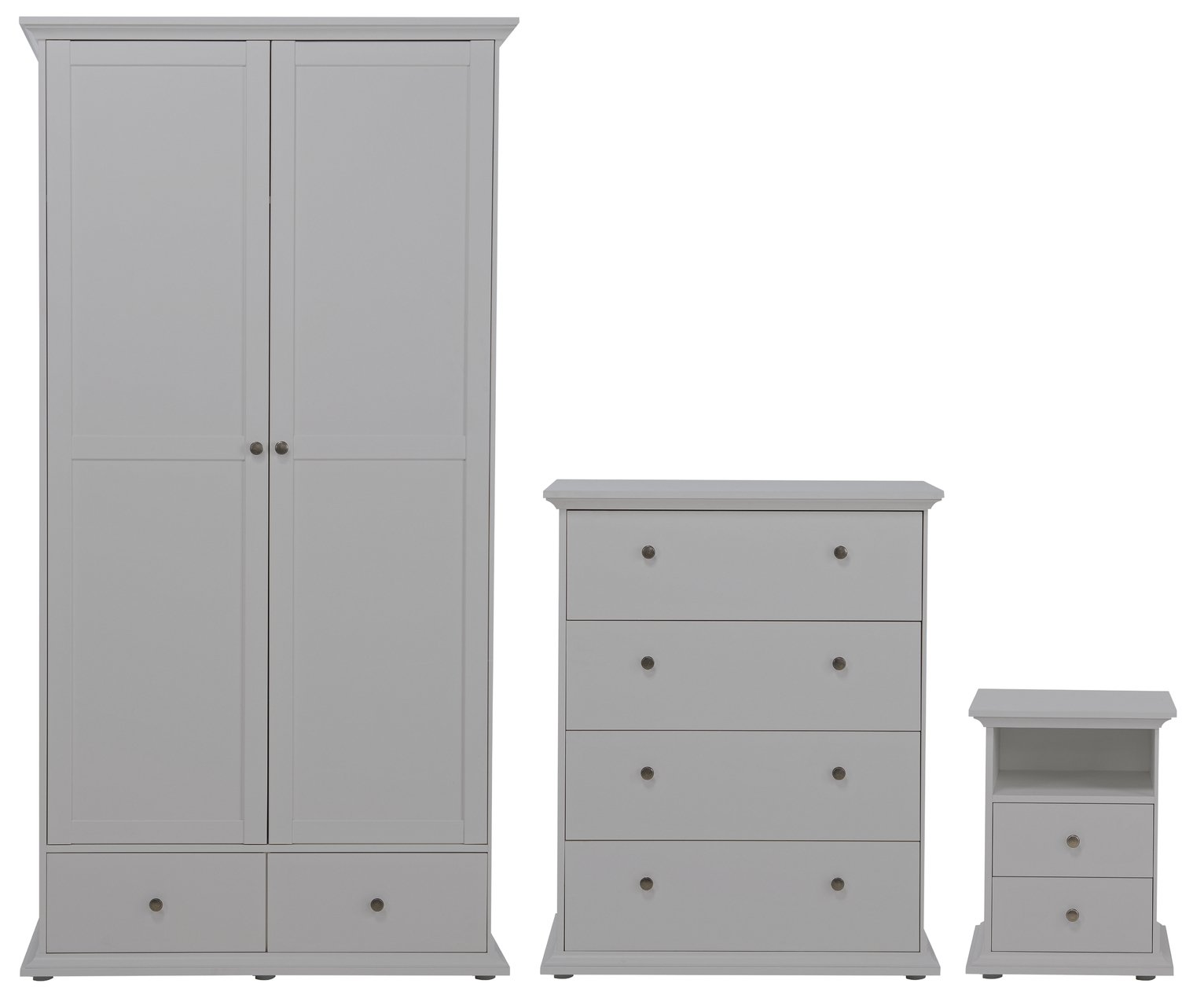 Habitat Heathland 3Pc 2 Door 2 Drawer Wardrobe Set - Grey