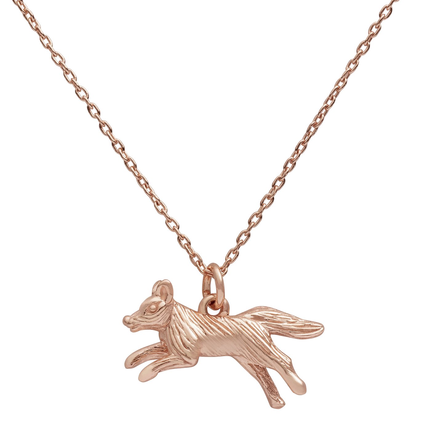 Revere 9ct Rose Gold Plated Fox Pendant Necklace  Chain