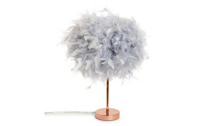 Argos Home Table Lamp - Grey Feather and Rose Gold