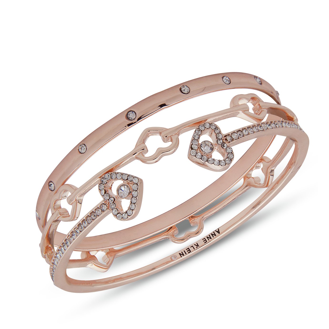 Anne Klein Rose Gold Set of 3 Cubic Zirconia Bangles review