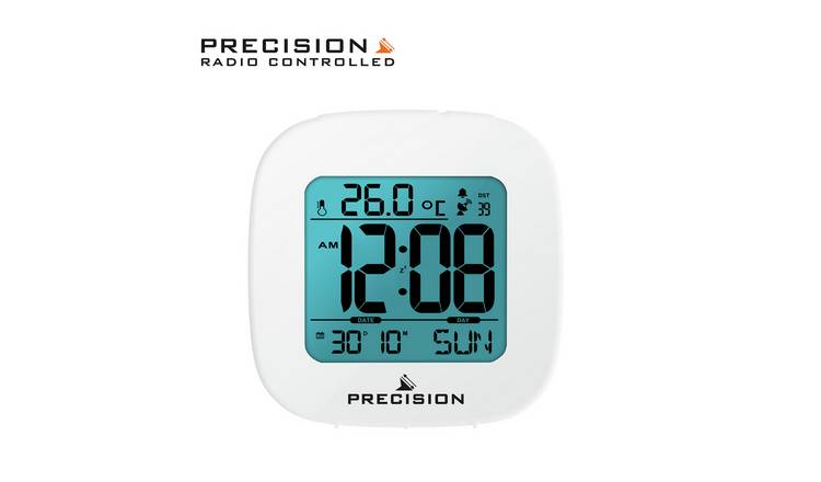 Precision Radio Controlled Digital Alarm Clock - White
