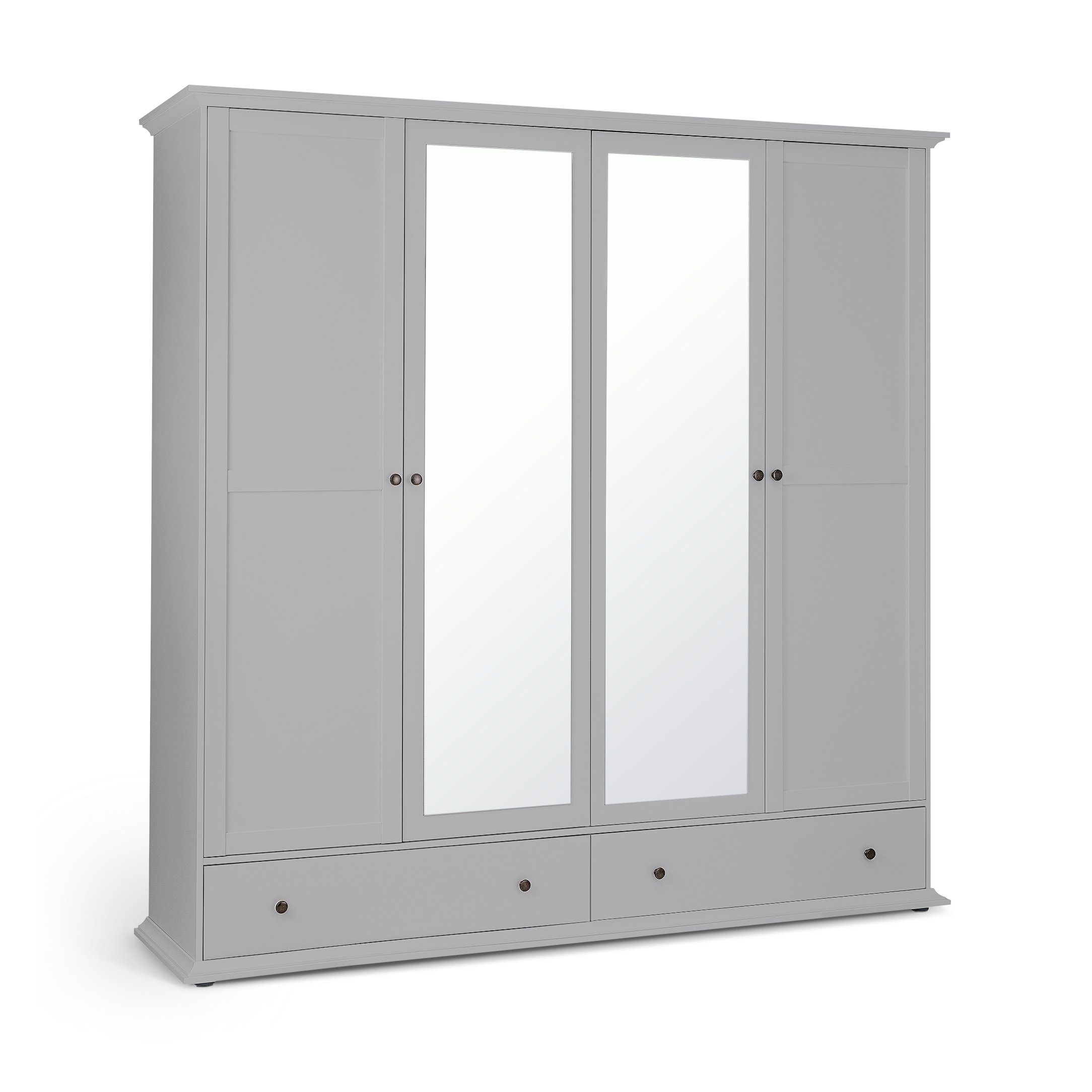 Habitat Heathland 4 Door 2 Drawer Mirror Wardrobe - Grey