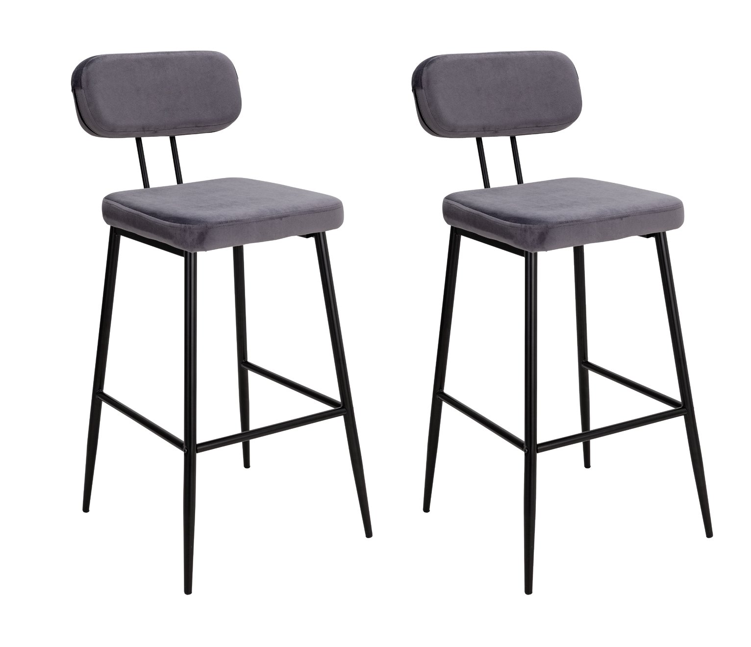 Argos Home Beatrice Pair of Velvet Bar Stools - Grey