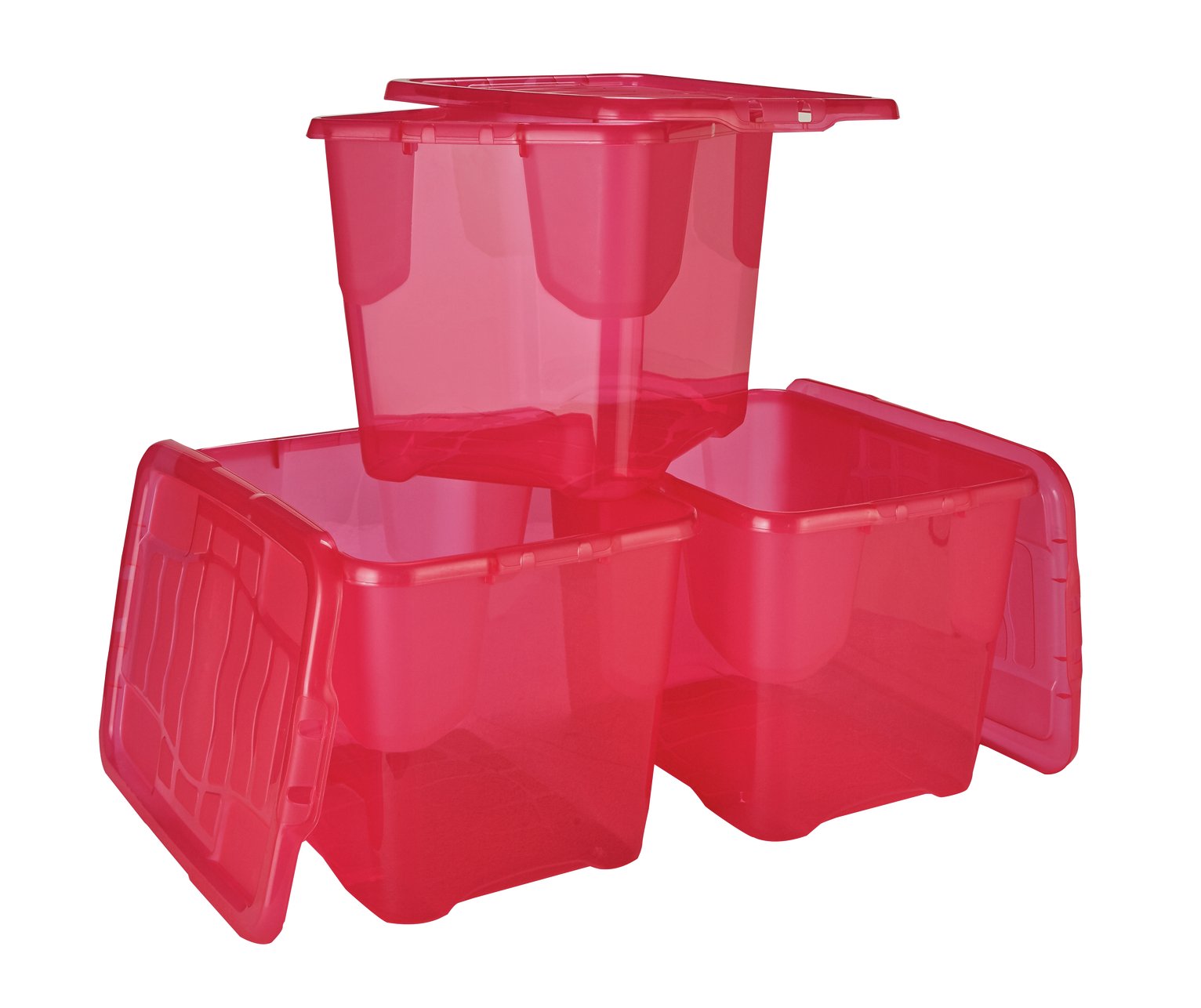 Strata Set of 3 24 Litre Pink Curve Storage Boxes