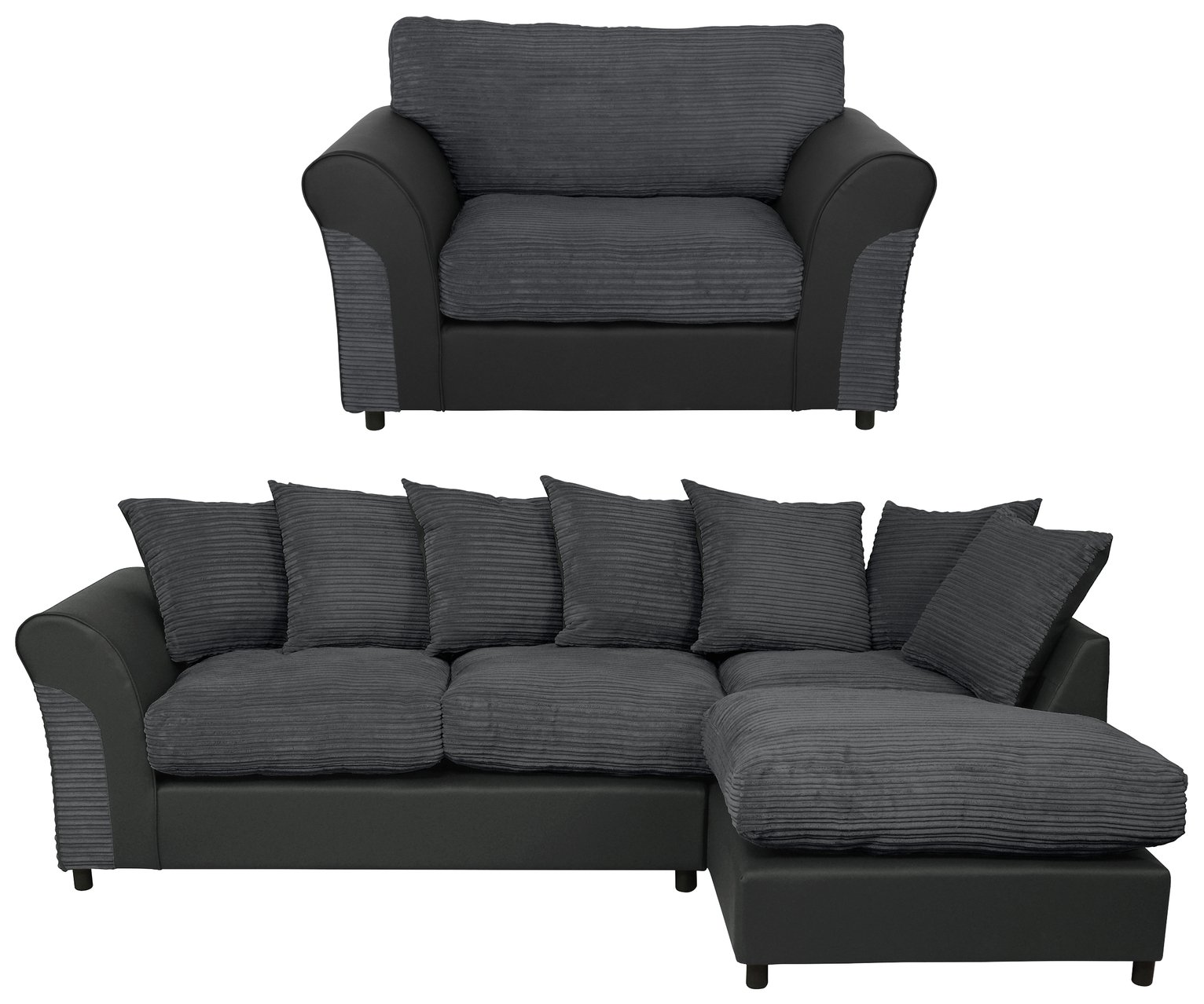 Argos Home Harry Chair and Right Corner Sofa - Charcoal