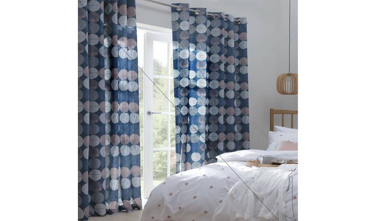 Habitat Skandi Spot Fully Lined Eyelet Curtains - Multi