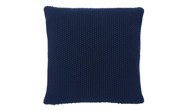Habitat Paloma Knitted Cotton Cushion - Ink Blue - 45x45cm