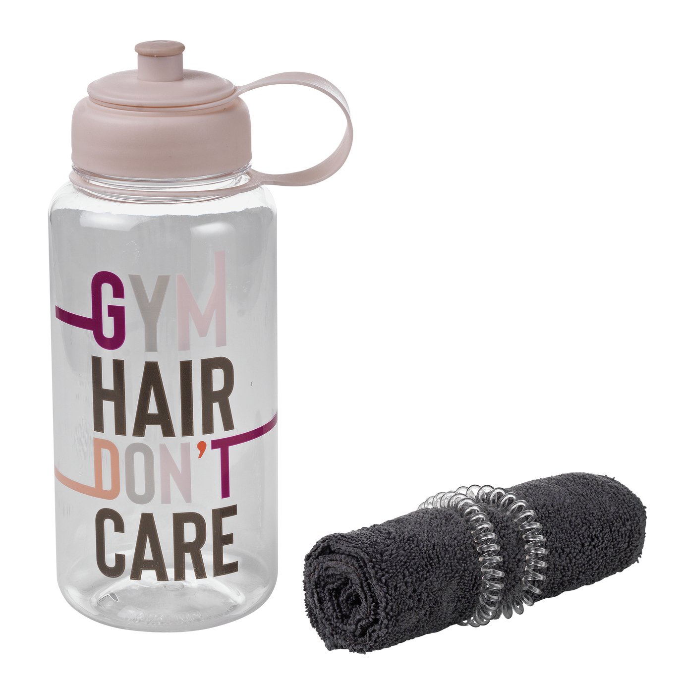 Active Life Happy Life Gym Hair Drinks Bottle, Towel & Ties