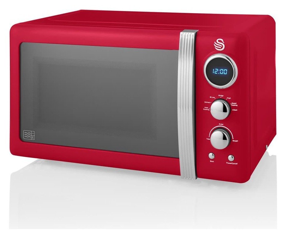 Swan 800W Standard Microwave SM22030RN - Red 