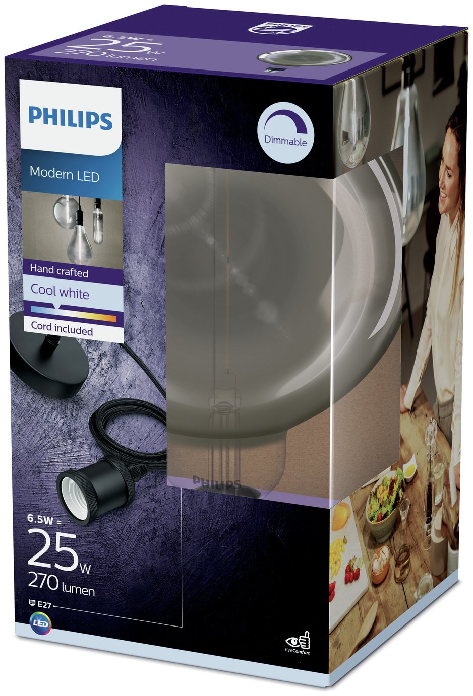 Philips LED Filament E27 6.5W (25W) Dim Giant Bulb + Cord Review