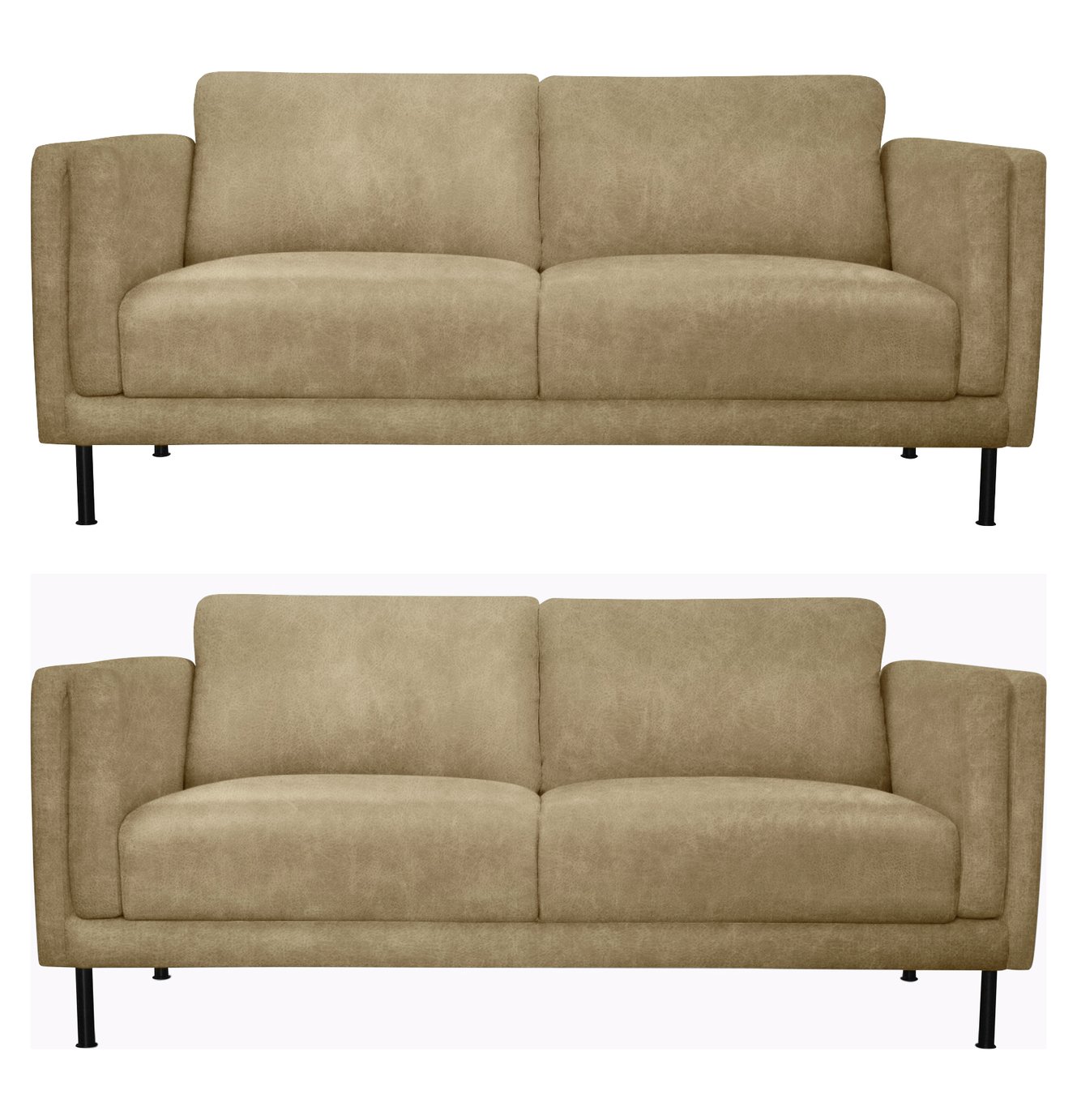 Argos Home Hugo Pair of Faux Leather 3 Seater Sofas - Tan