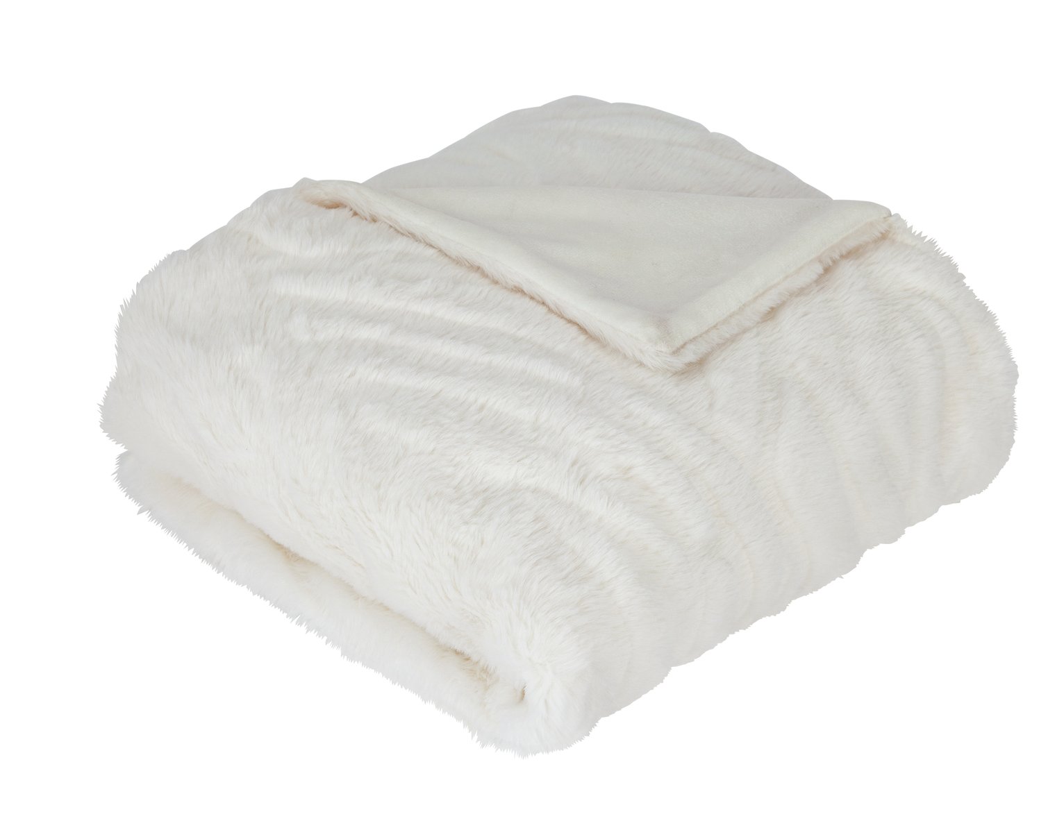 Argos Home Carved Faux Fur Throw - White