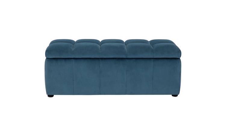 Buy Argos Home Maisie Large Velvet Ottoman Blue Ottomans