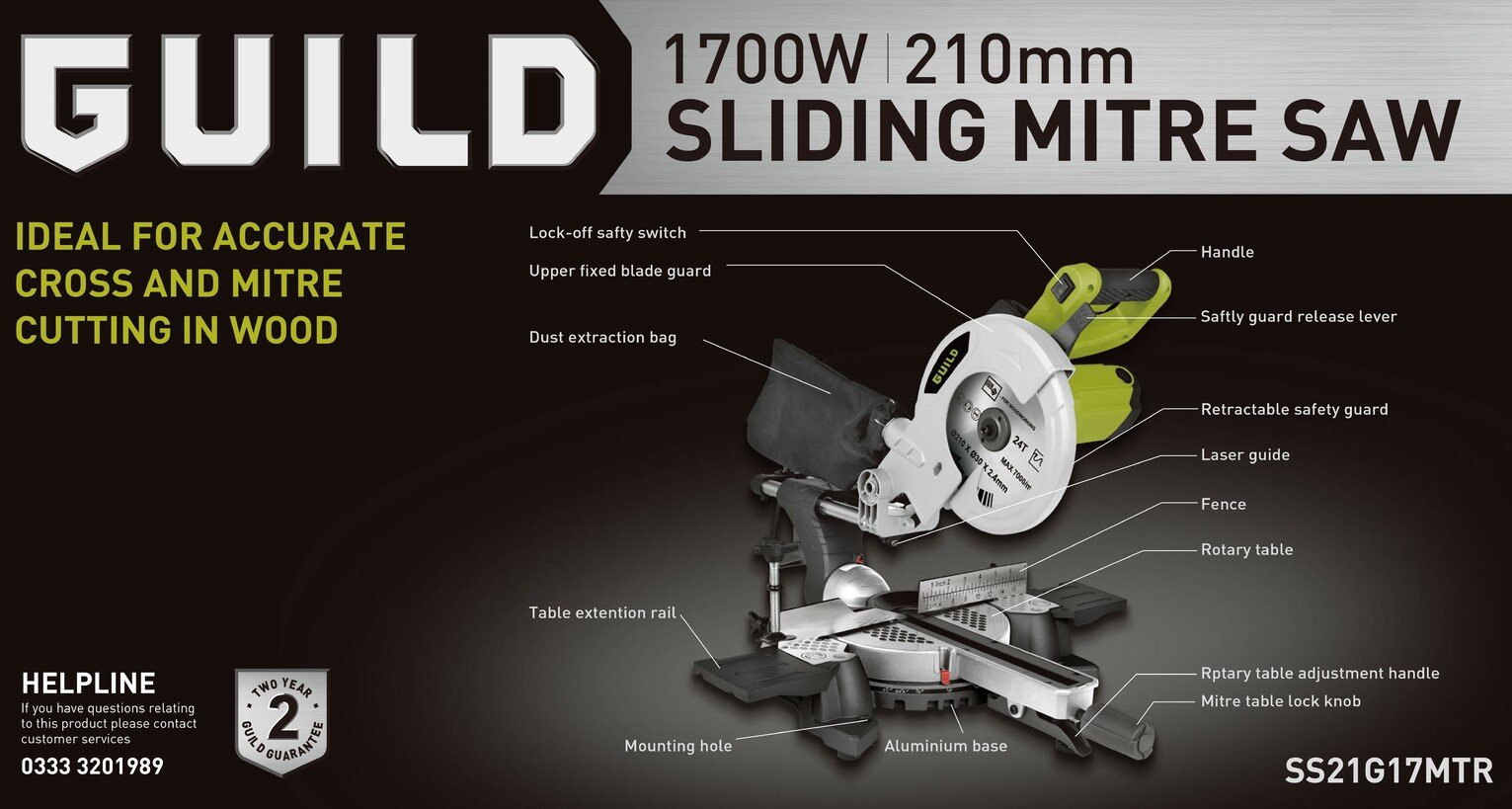 Guild 210mm Sliding Mitre Saw with Laser Reviews Updated August 2024