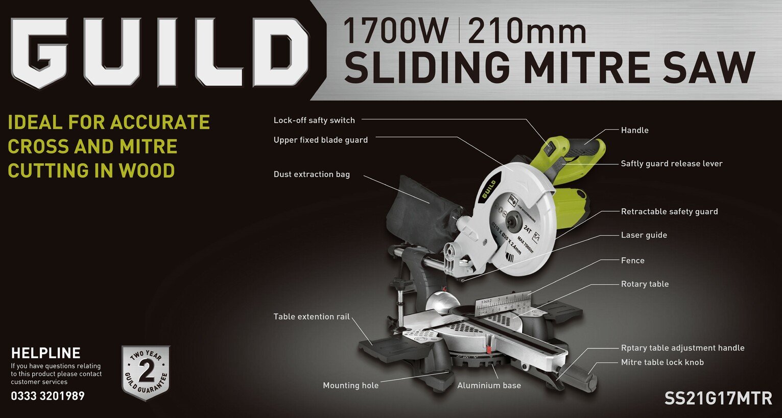 Guild 210mm Sliding Mitre Saw with Laser Review