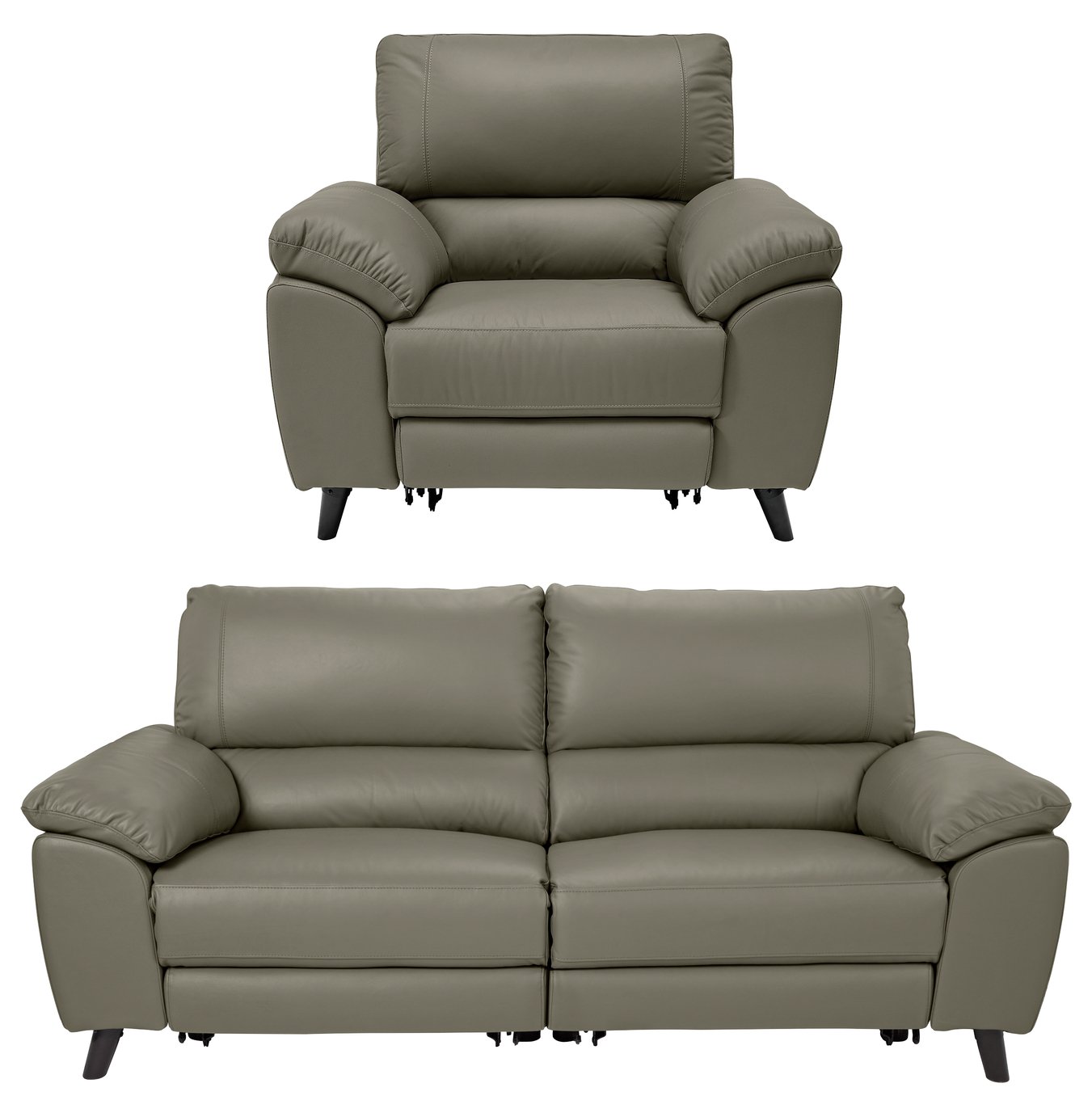 Argos Home Elliot Chair and 3 Seater Recliner Sofa - Grey