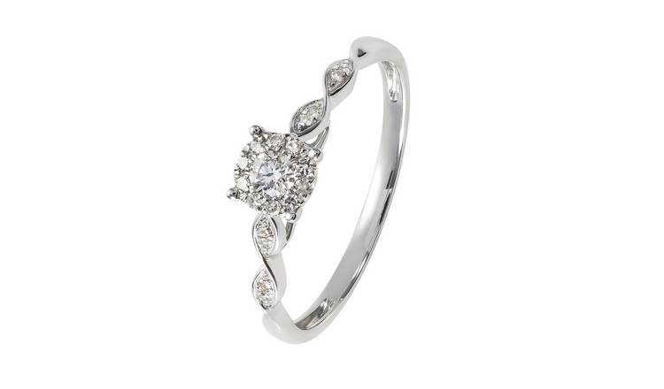 Revere 9ct White Gold 0.15ct Diamond Engagement Ring - L