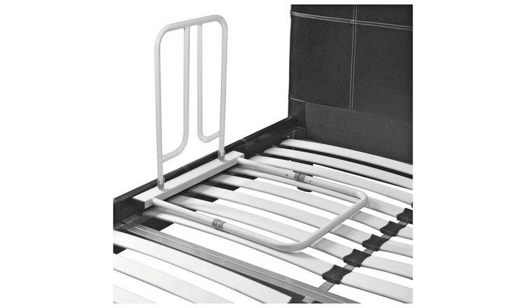 Bed rail for slatted shop bed base