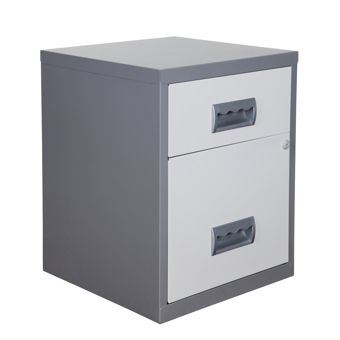 Pierre Henry A4 2 Drawer Combi Filing Cabinet -Silver/ White