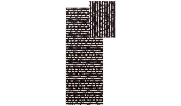 Habitat Washable Black & White Runner & Mat set - 150x57cm