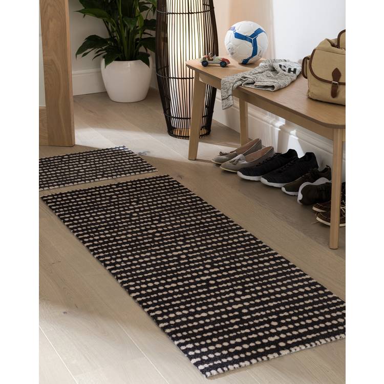 Habitat Washable Black & White Runner & Mat set - 150x57cm 0