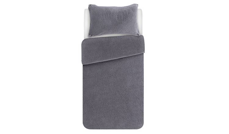 Buy Argos Home Grey Fleece Bedding Set Single Duvet Cover