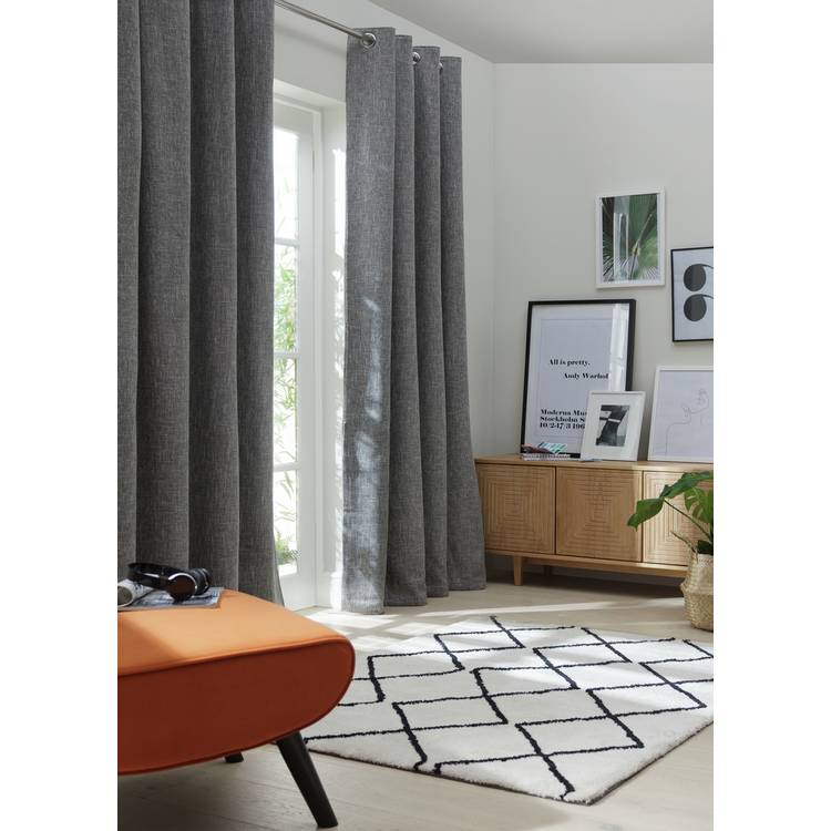 Habitat Blackout Fully Lined Eyelet Curtains - Charcoal 0