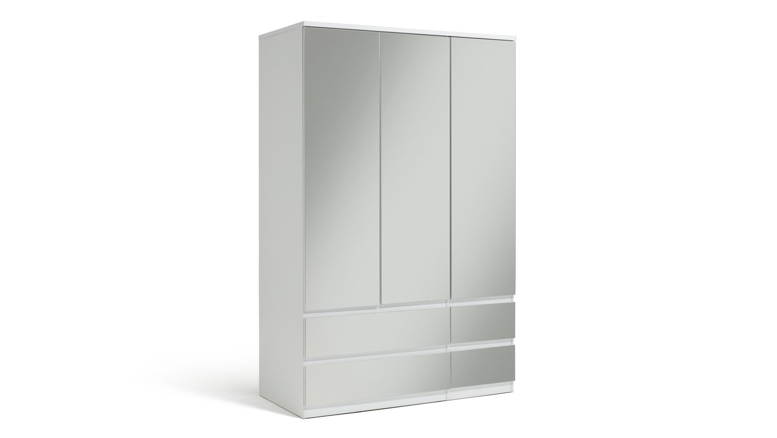 Habitat Jenson Gloss 3 Dr 4 Drw Mirrored Wardrobe - White