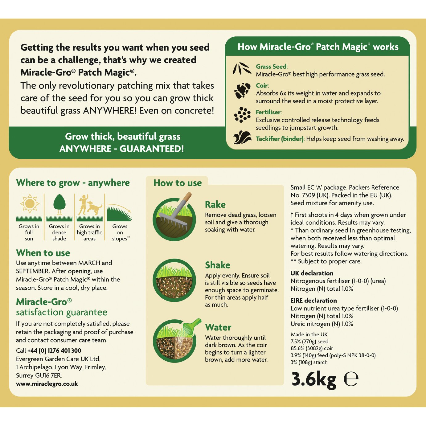 Miracle-Gro Patch Magic Grass Seed Feed and Coir 3.6kg Review