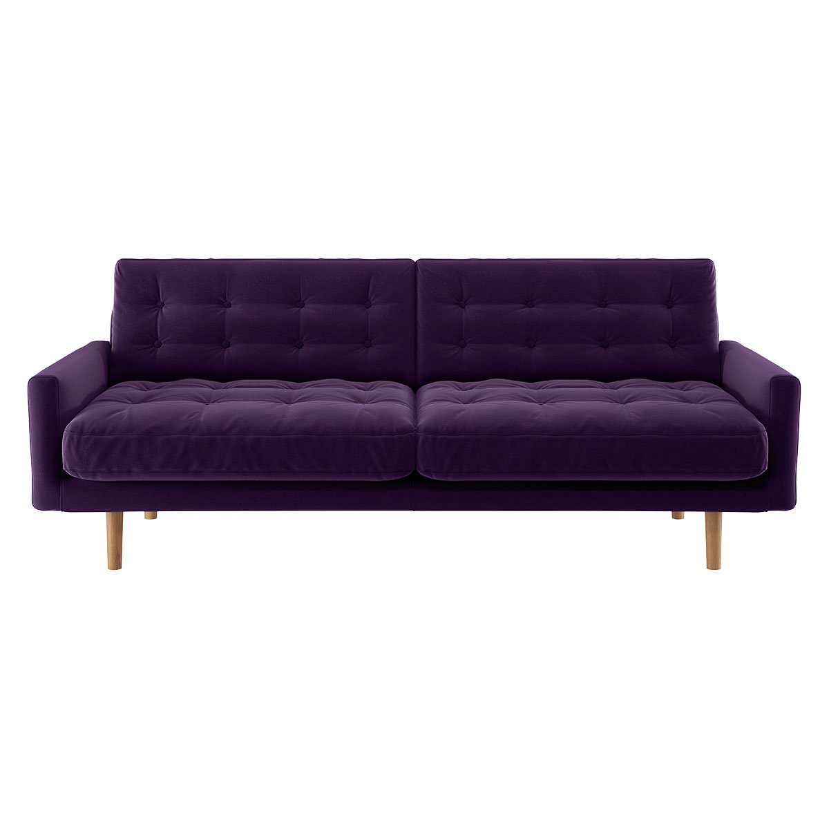Habitat Fenner 3 Seater Velvet Sofa - dark purple