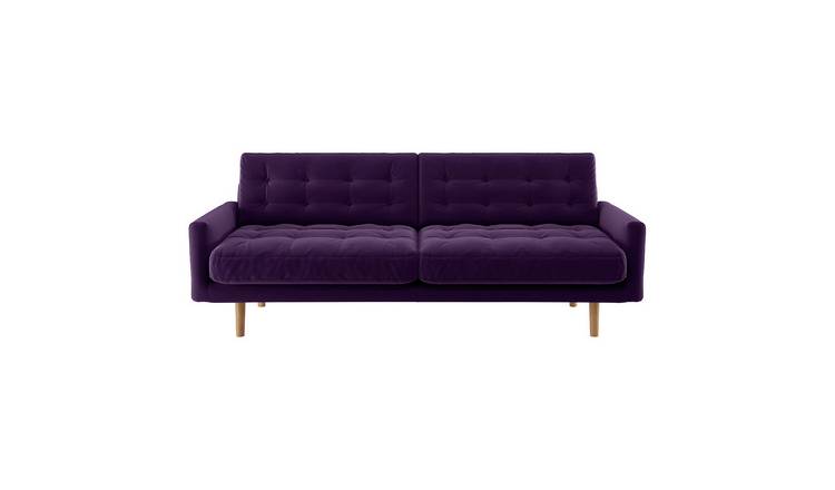 Buy Habitat Fenner 3 Seater Velvet Sofa dark purple Sofas Argos