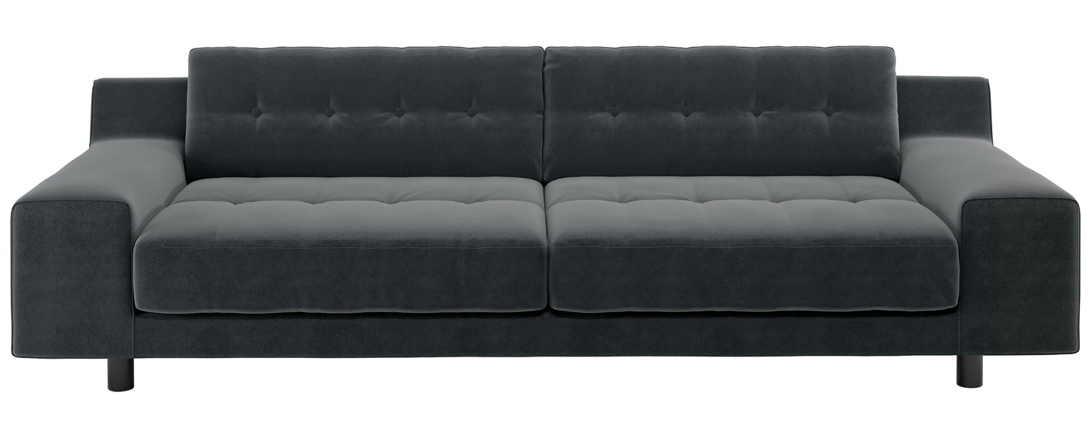 Habitat Hendricks Velvet 4 Seater Sofa - Dark Grey