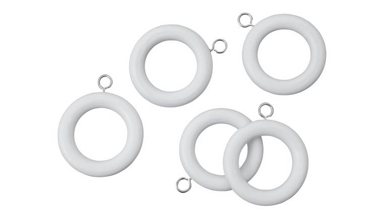 Argos Home Pack of 20 Wooden Curtain Rings - White