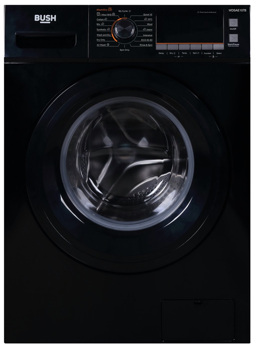 Bush WDSAE107B 10KG/7KG 1500 Spin Washer Dryer - Black