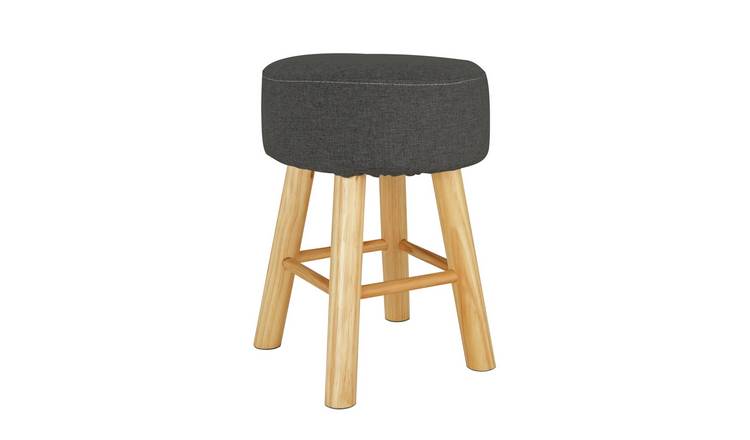 Buy Habitat Sophie Small Fabric Stool Charcoal Footstools and pouffes Habitat