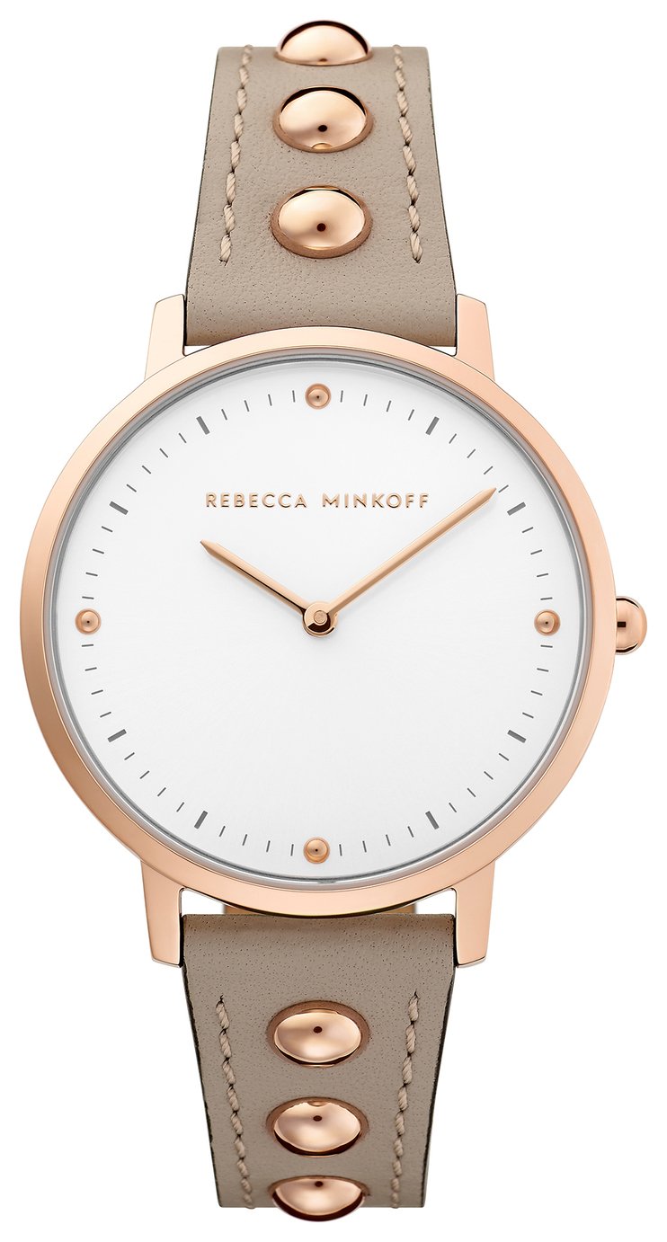 Rebecca Minkoff Ladies Beige Leather Strap Watch Review