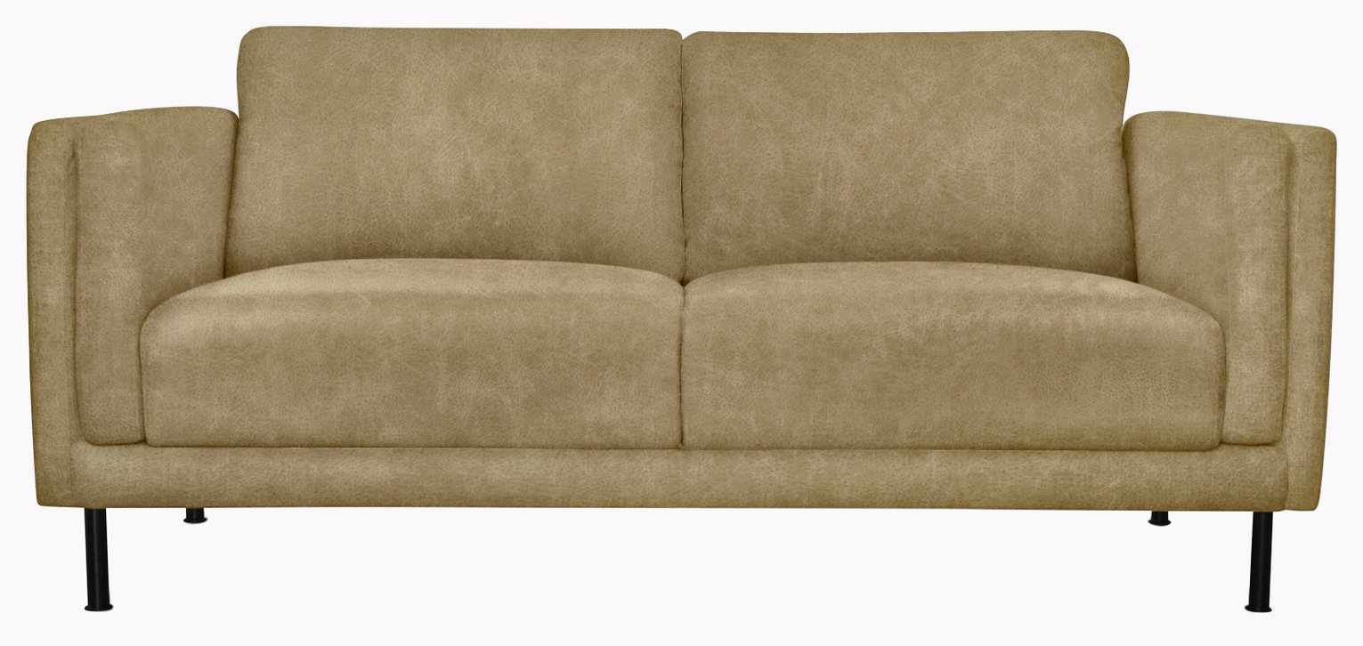 Argos Home Hugo 3 Seater Faux Leather Sofa - Tan