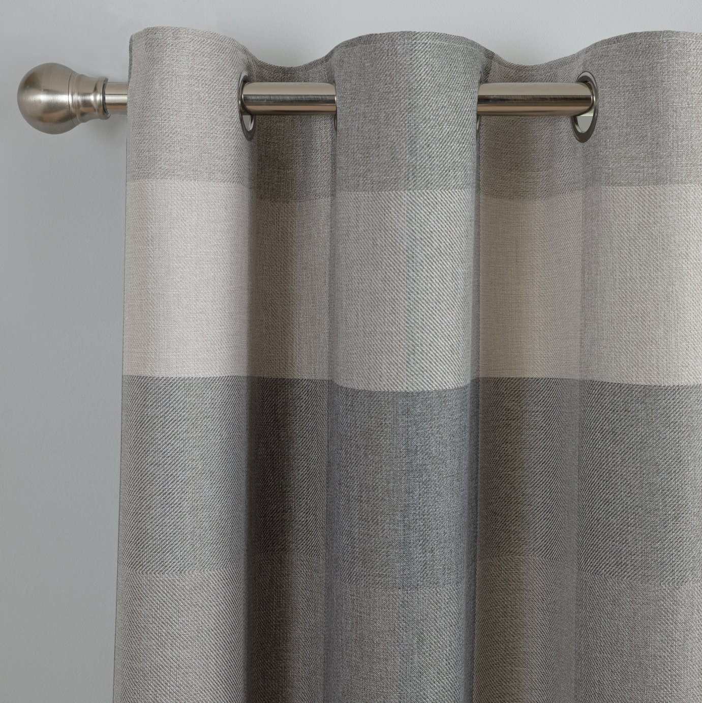Argos Home Block Check Lined Eyelet Curtains - Grey