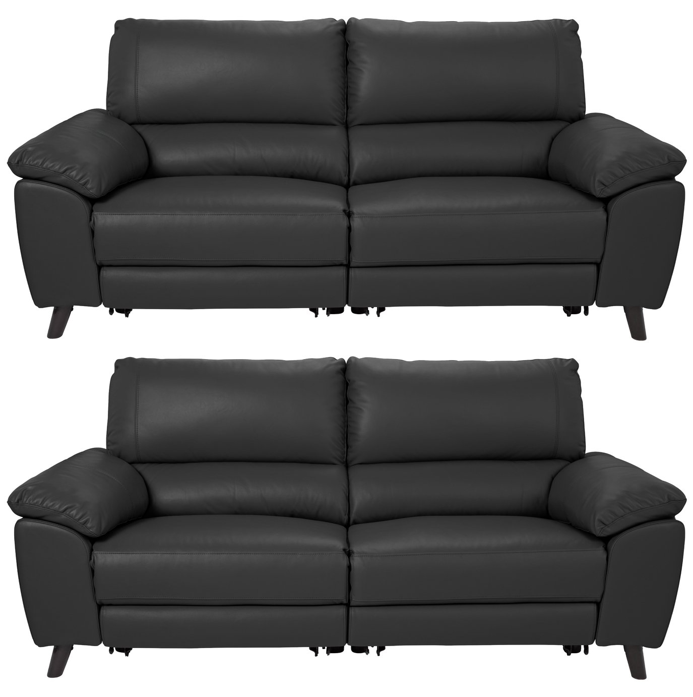 Argos Home Elliot Pair of 3 Seater Recliner Sofa - Black