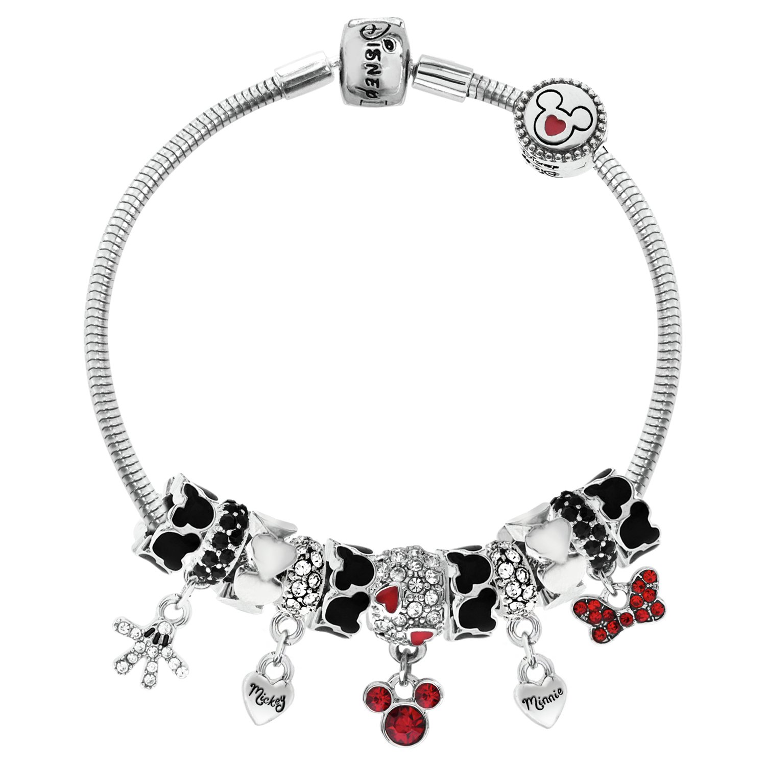 Disney Classic Mickey and Minnie Mouse Charm Bracelet 