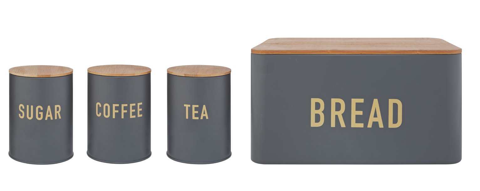 argos grey tea coffee sugar canisters