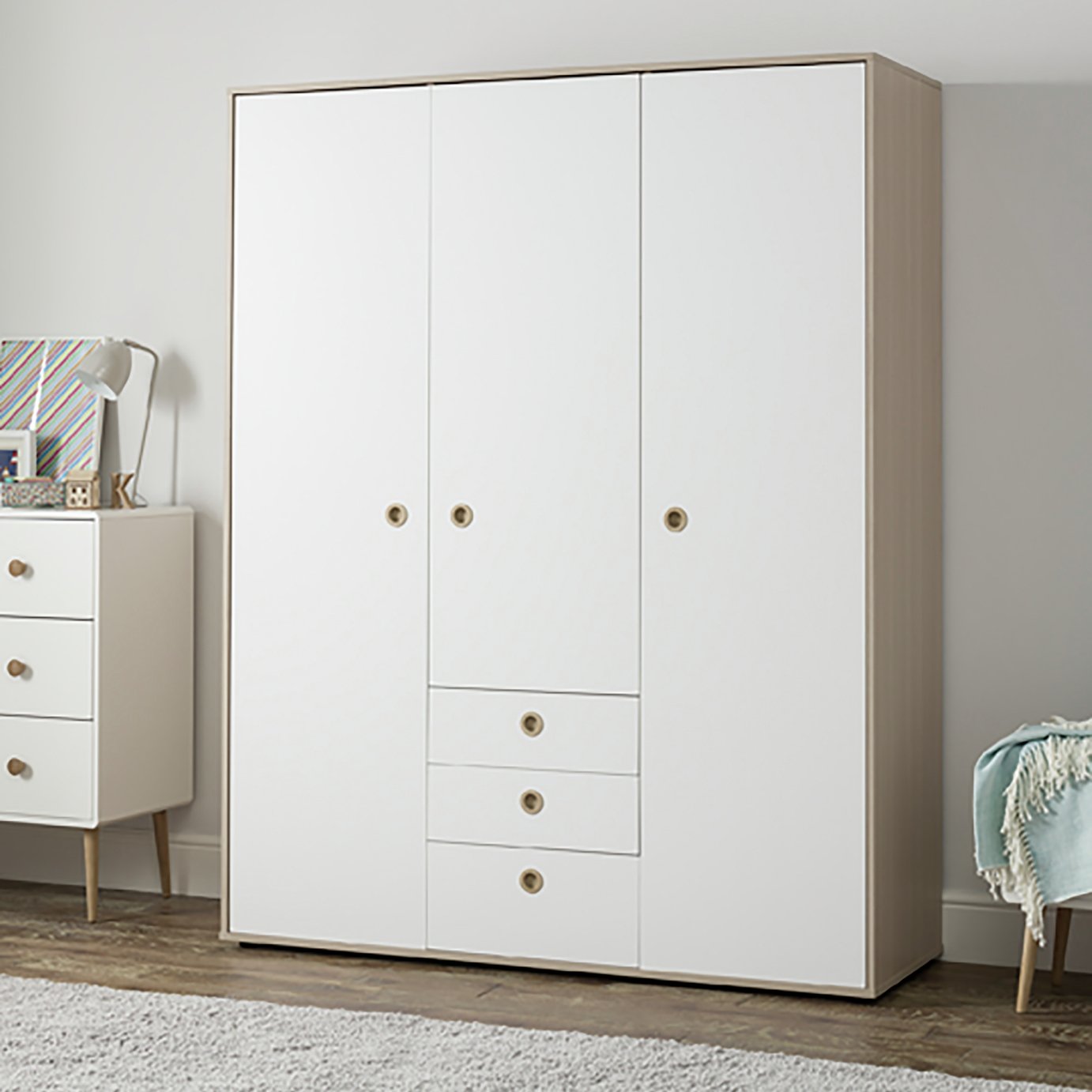 Argos Home Camden White Acacia 3 Door Wardrobe 9179884 Argos