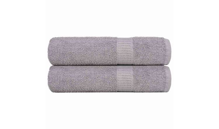 Walplus Pack of 2 Cotton Shower Towels - Grey - 70 x 140 cm