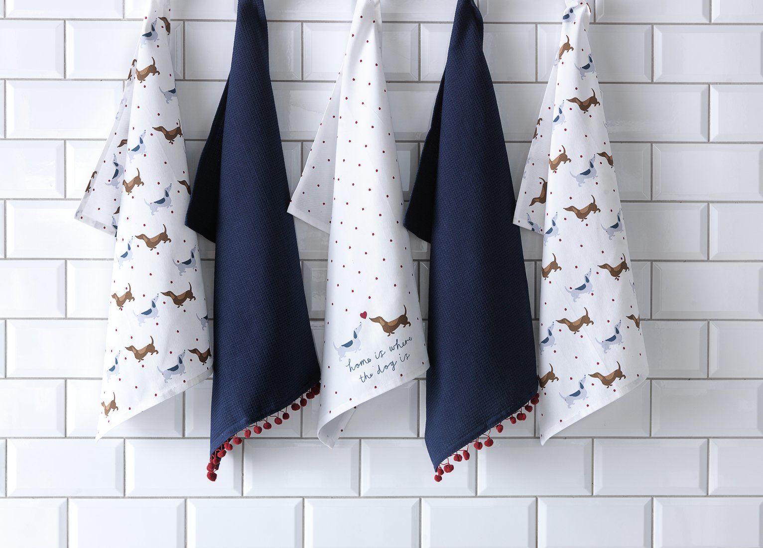 Argos Home Pack of 5 Spot Dachshund Tea Towels Review