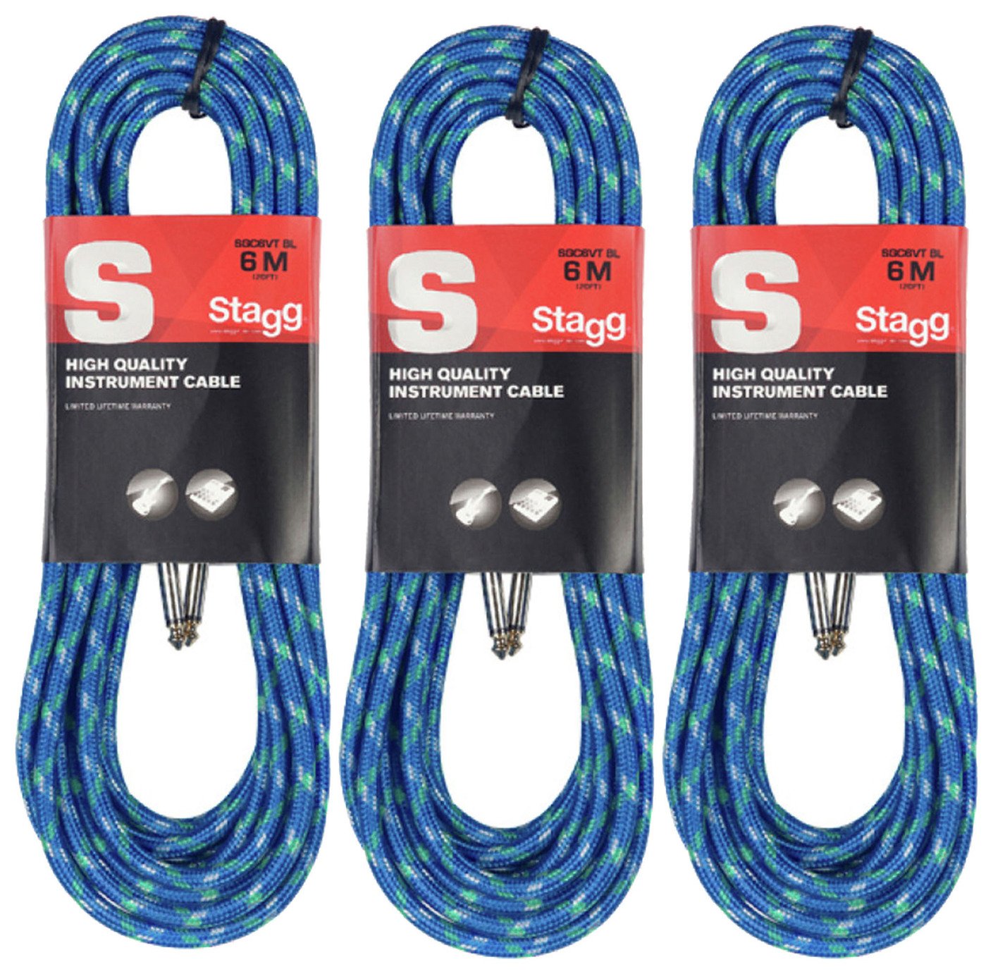 Stagg Tweed Guitar Cable - Set of 3