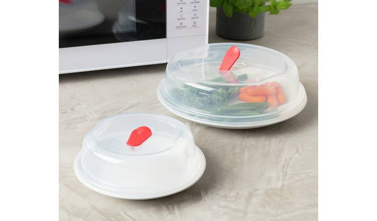 2 Pc Splatter Guard Microwave Cover Set - BPA Free Dome & Flat