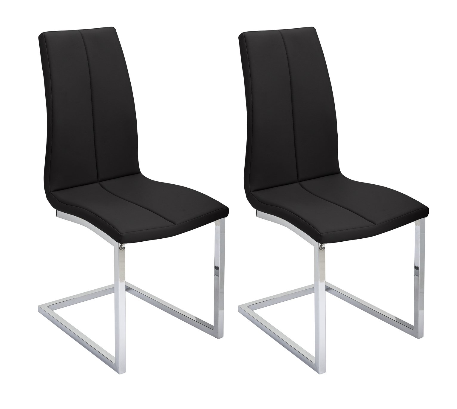 Argos Home Milo Pair of Faux Leather Dining Chairs - Black
